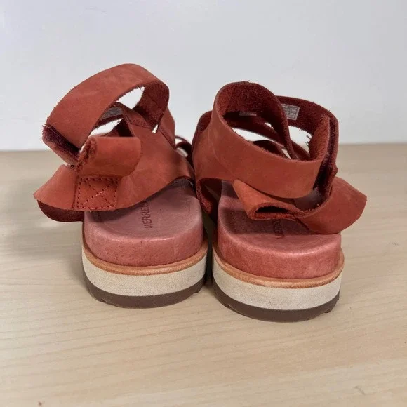 Merrell Redwood Sandals Womens 9 Red Brown Leather Strappy Platform J000572 - Picture 6 of 9